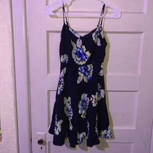 Old Navy Blue & Neon Green Floral Mini Dress